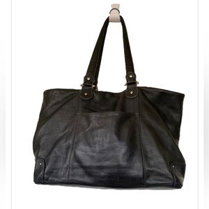 Black Pebble Leather Tote Travel Purse